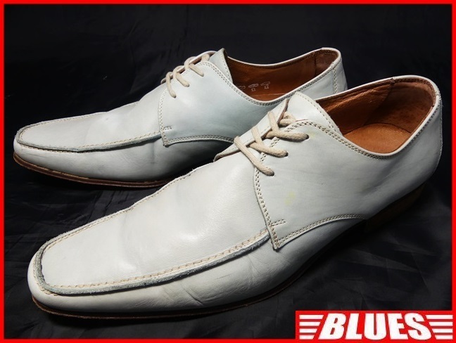 即決★MOS★26.5cm レザービジネスシューズ モス メンズ 43 水色 ブルー 本革 ドレス 本皮 レースアップ 革靴 カスタムカルチャー拍卖