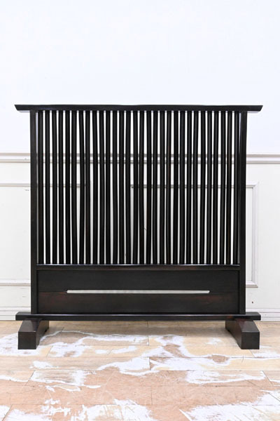 KA02 希少 タガヤサン 鉄刀木 唐木 総無垢 衝立 屏風 仕切 パーテーション 飾り物拍卖