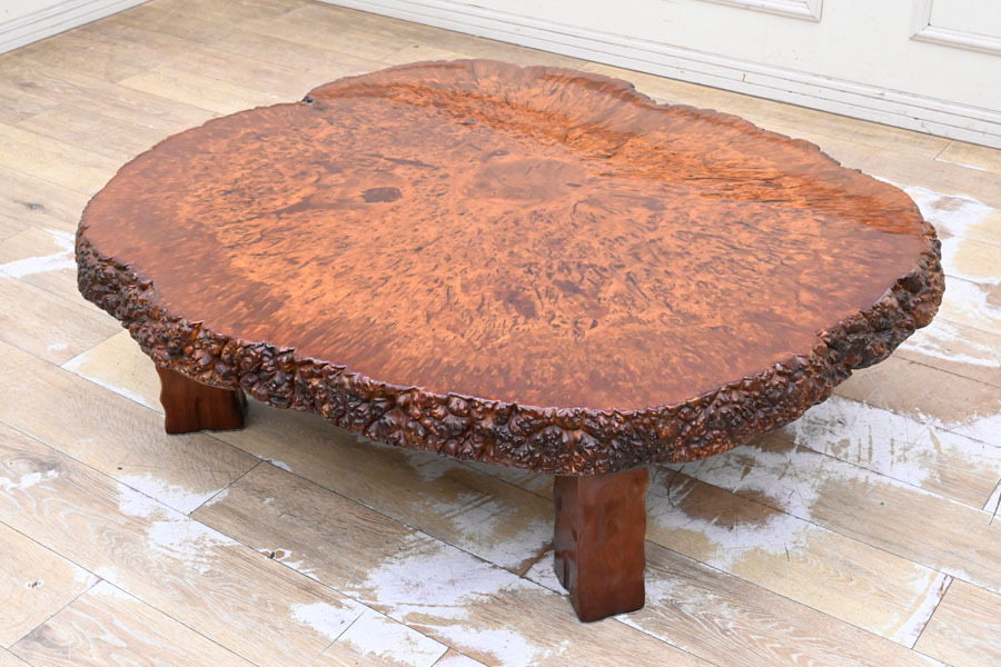 KA10 極厚 超良質材 重い 楓 一枚板 天然木 希少 瘤 玉杢 縮杢 極上緻密材 ローテーブル 座卓 リビングテーブル 拍卖