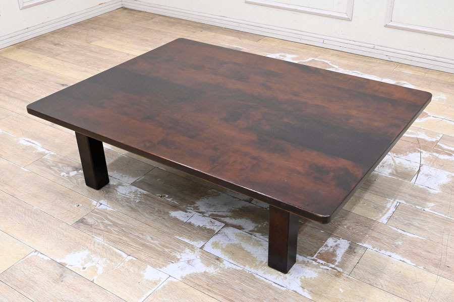 KA052 人気高級家具メーカー 北海道民芸家具 総無垢 座卓 座敷机 ローテーブル リビングテーブル拍卖