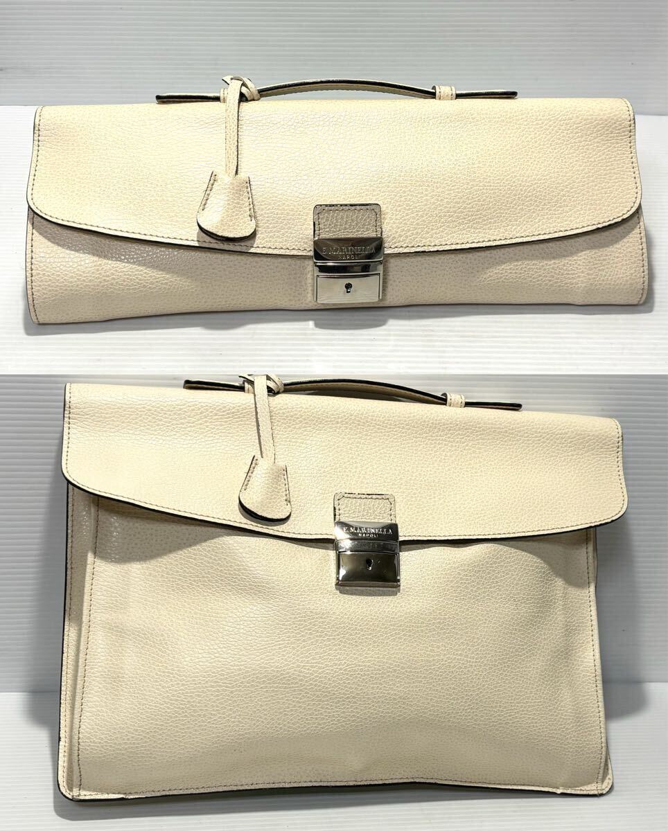 E .MARINELLA セカンドバッグ 二つ折りクラッチバックA4 ブリーフケース2way 本皮 定価52000円税 拍卖