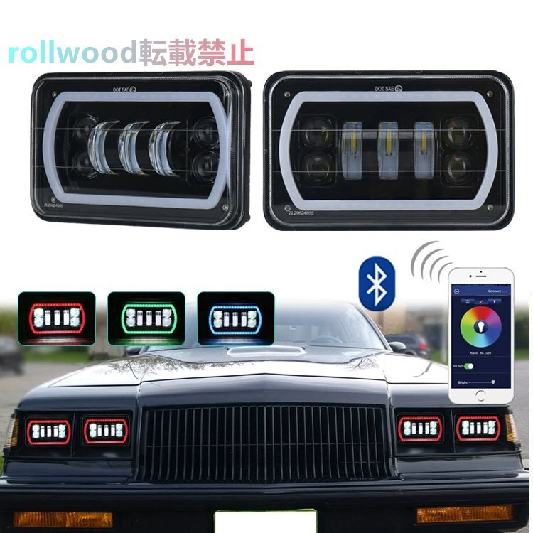 適用 ジープ ラングラー カスタム 遠近光 正方形 ライト エンジェルアイ RGB ターンシグナル LED ヘッドライト拍卖