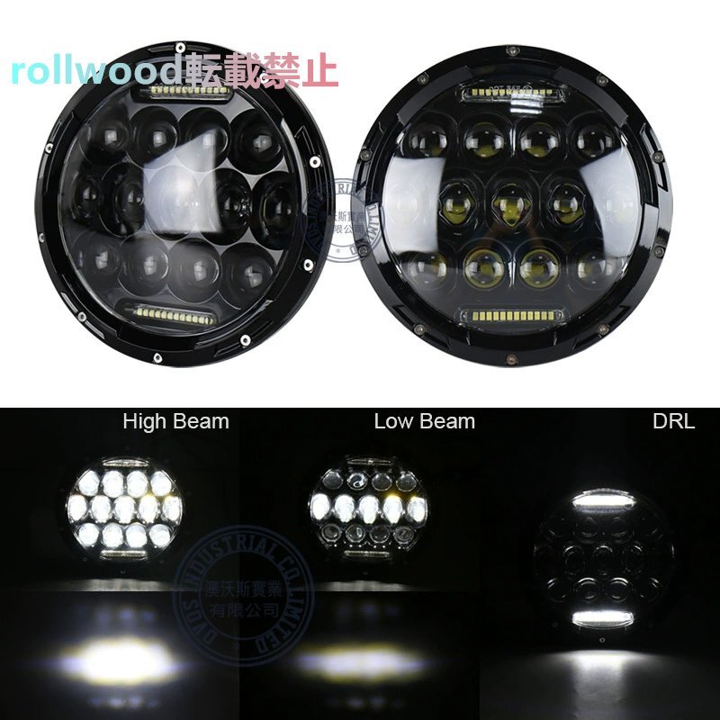 ラングラー 丸型 75W 適用 ジープ JEEP ラングラー 近・遠光 LED ヘッドライト 車用 フロントライト拍卖