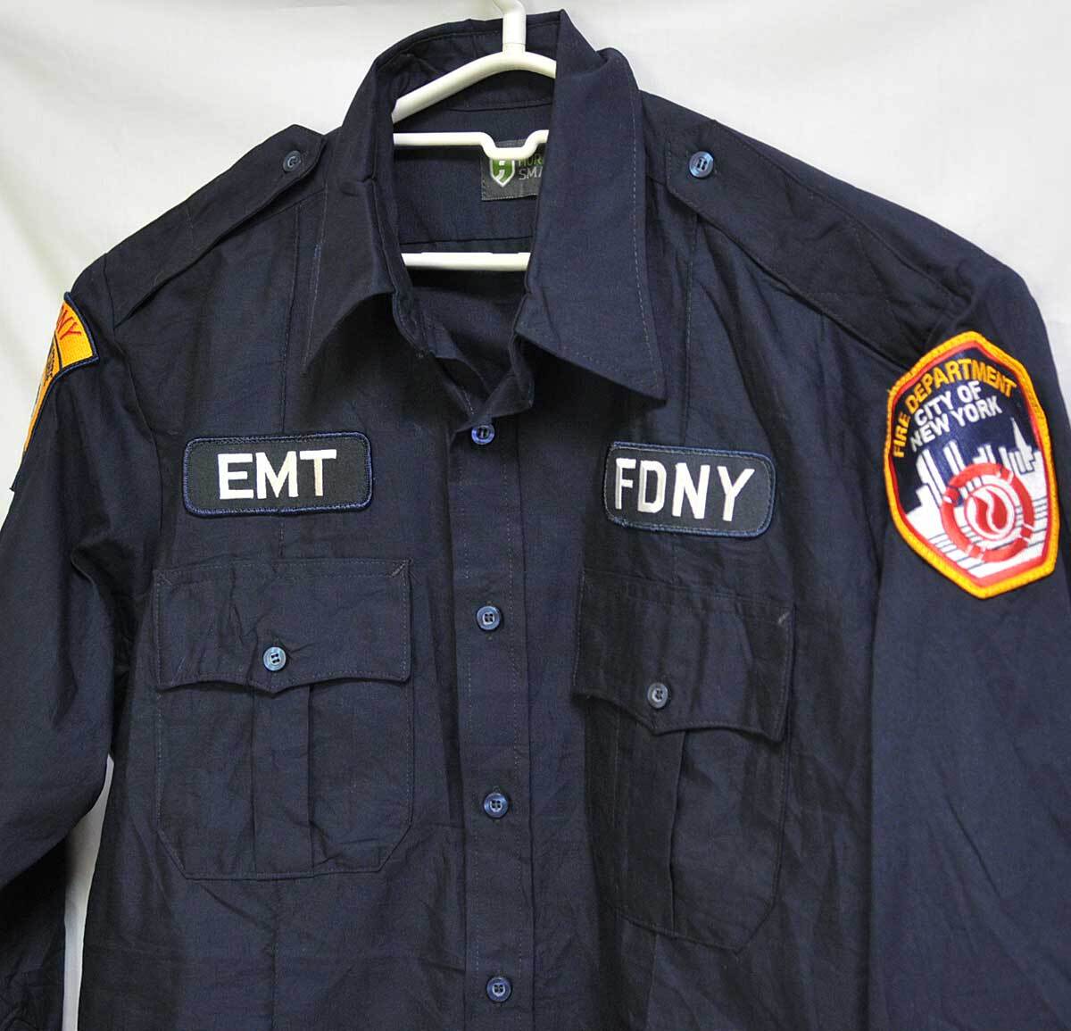 古着●アメリカ緊急医療技術者・EMT 長袖シャツ ニューヨーク州 消防部門 FDNY L アタリ xwp拍卖