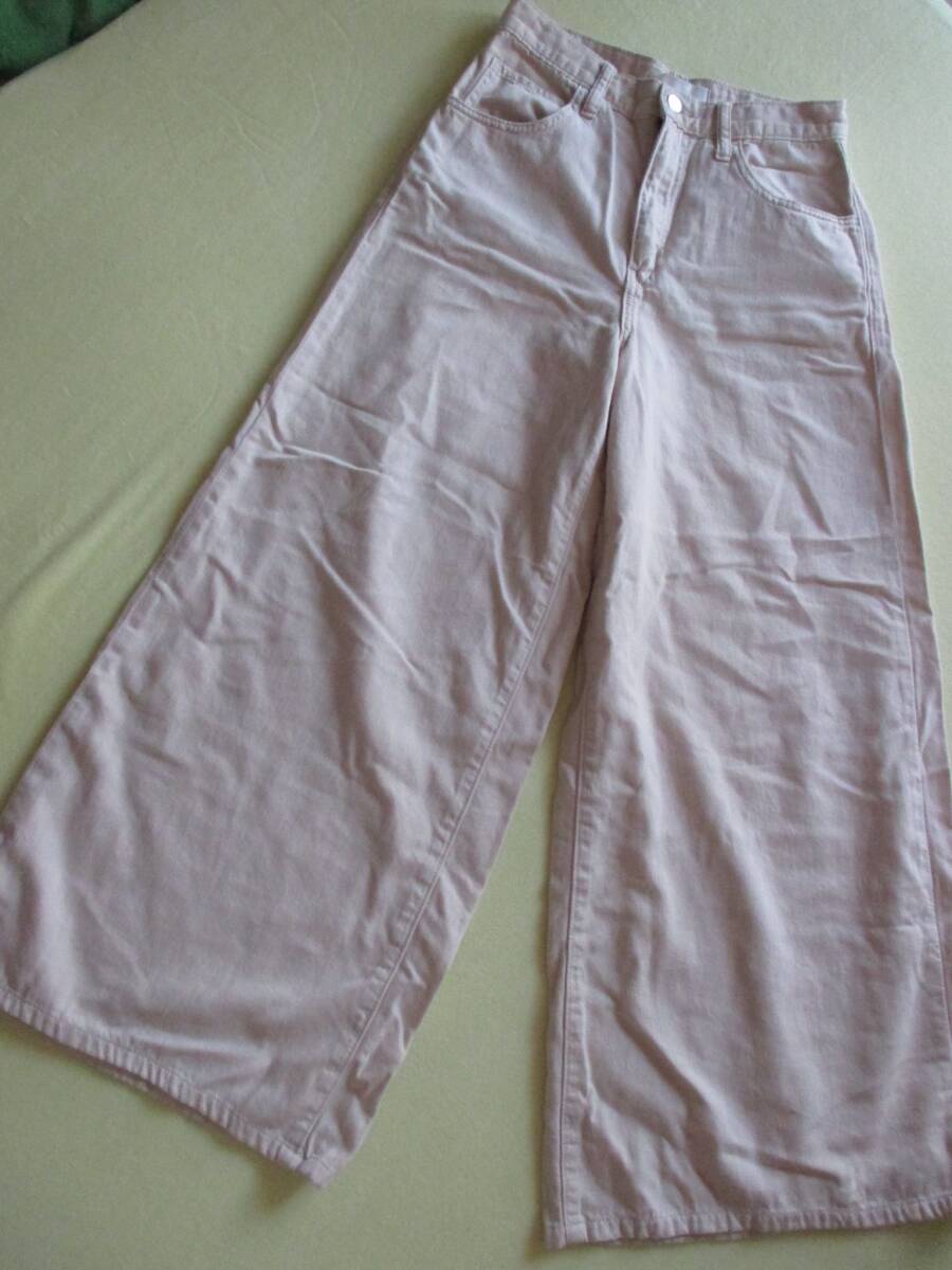 ユニクロ UNIQLO ハイライズスーパーワイドジーンズ 25 63,5cm ベージュ 涼しい ナチュラル 柔らかデニムパンツ レディース ワイドパンツ M拍卖