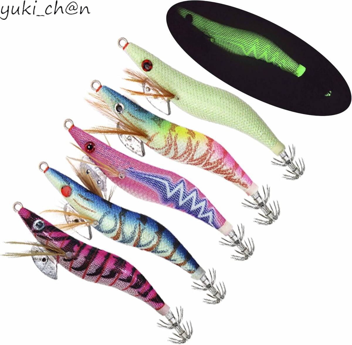 エギルアー エギング 2.5号 5本エギセット 10.2cm 12 グラム イカ釣り 餌木 イカ タコ専用 爆釣5色 蛍光ボディー拍卖