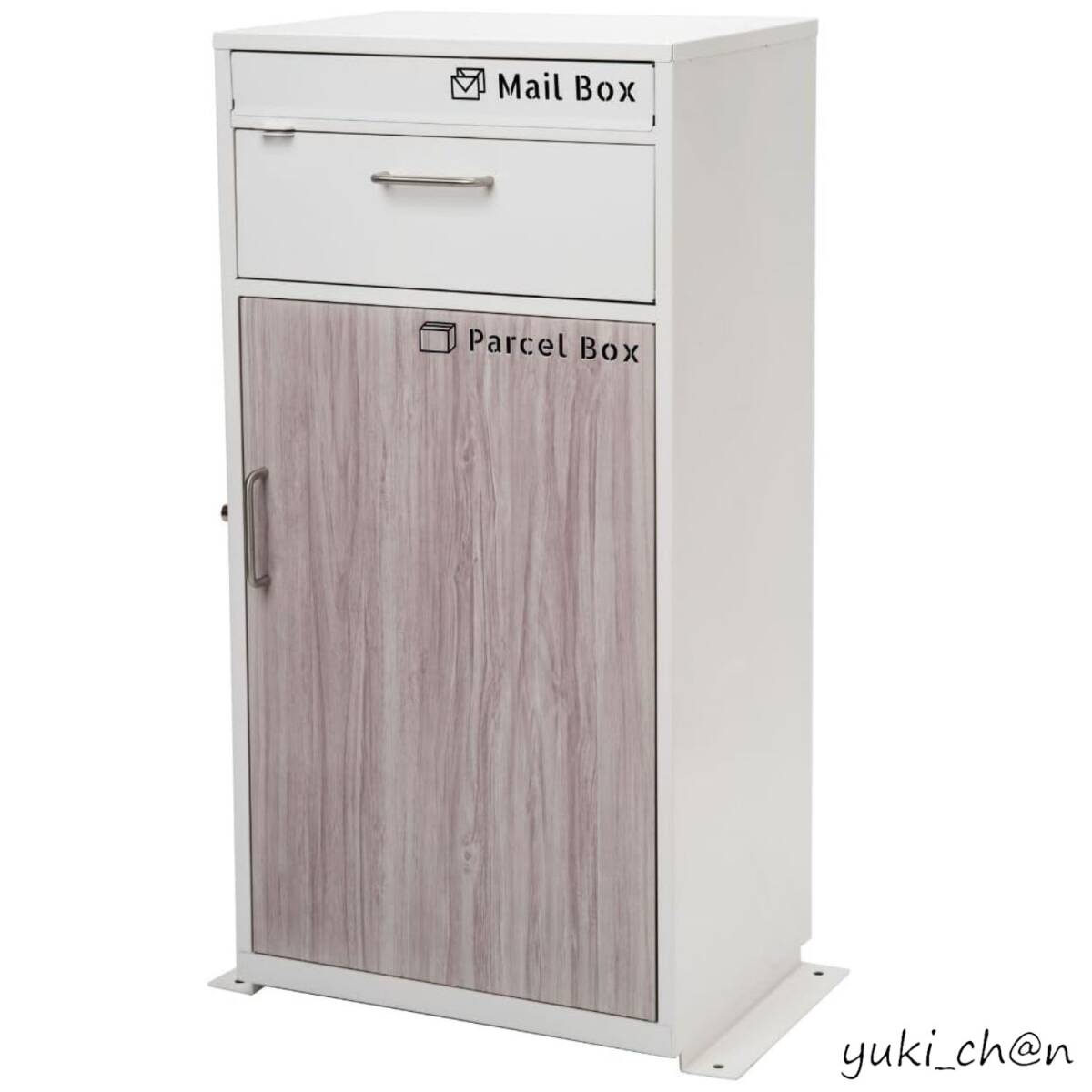 宅配ボックス 郵便ポスト 宅配 ボックス 置き配 ポスト付き ウッドホワイト 白 置き型 屋外 2段タイプ 防水 大容量拍卖