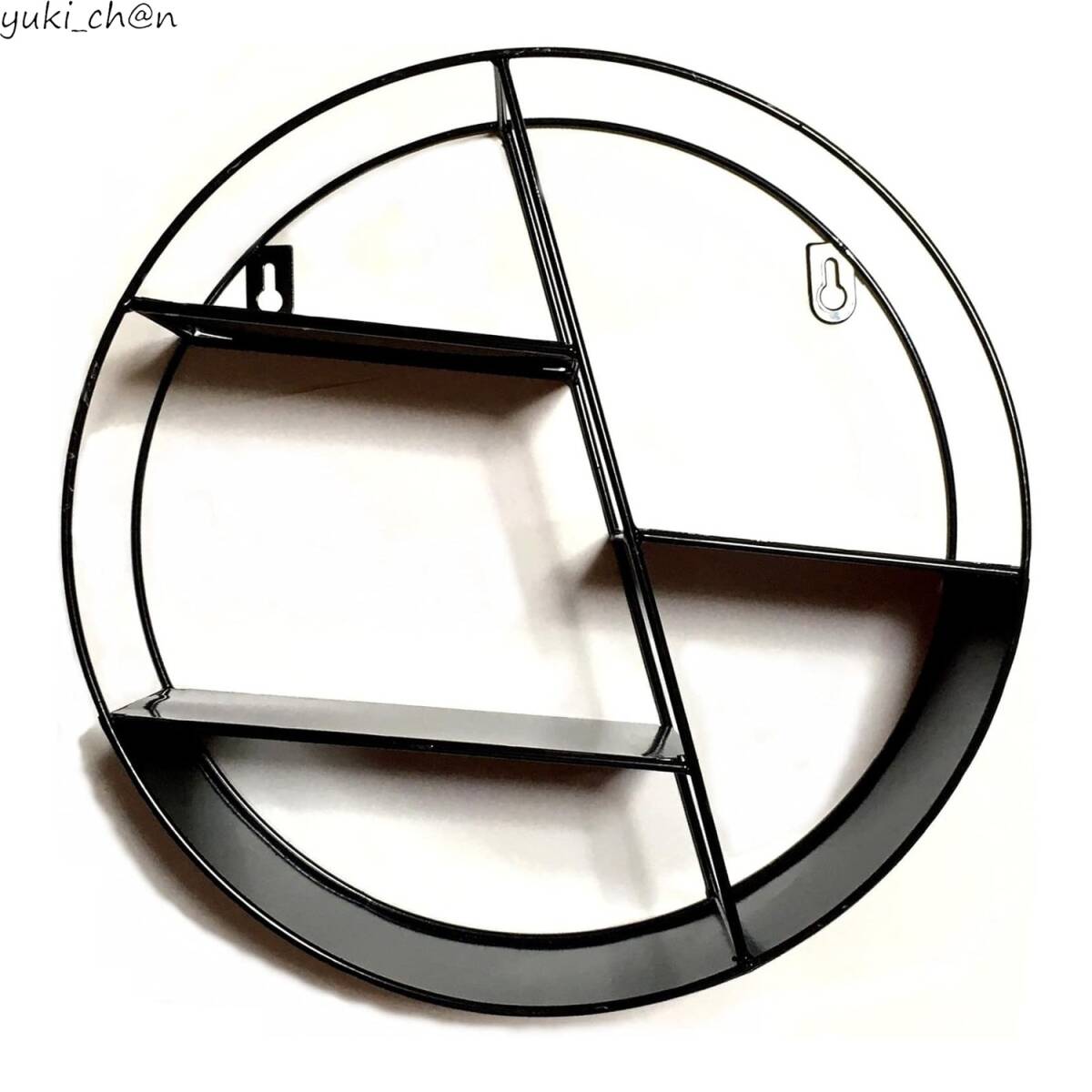 ウォールシェルフ 円形 ブラック 直径29cm スチールラック 三段 階層型シェルフ 壁かけ 収納ラック 飾り棚 金属製 インテリア拍卖