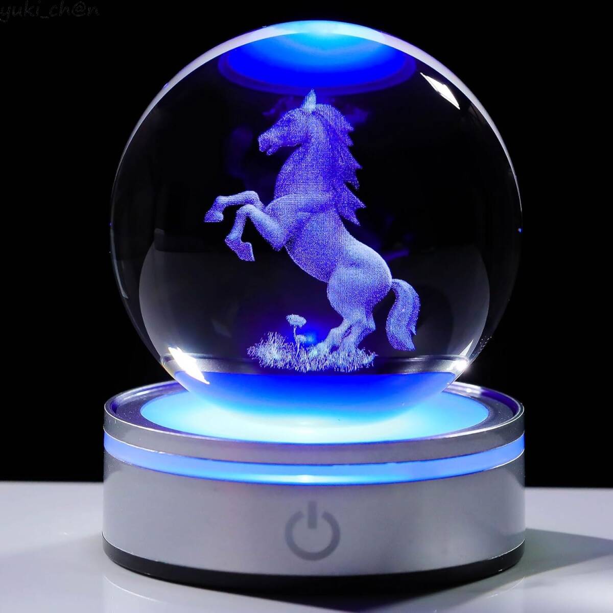 クリスタルボール 馬 3D スノードーム LEDライトベース 間接照明 ナイトランプ グラデーション点灯 インテリア フィギュア拍卖