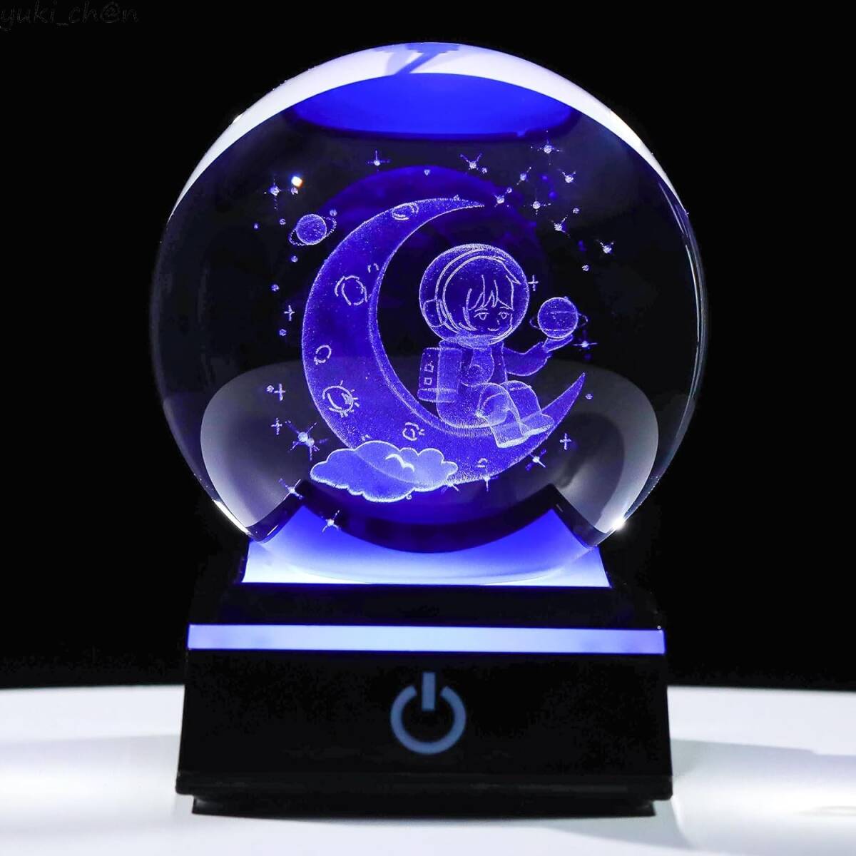 クリスタルボール 宇宙飛行士 3D スノードーム LEDライトベース 間接照明 ナイトランプ グラデーション点灯 インテリア フィギュア拍卖
