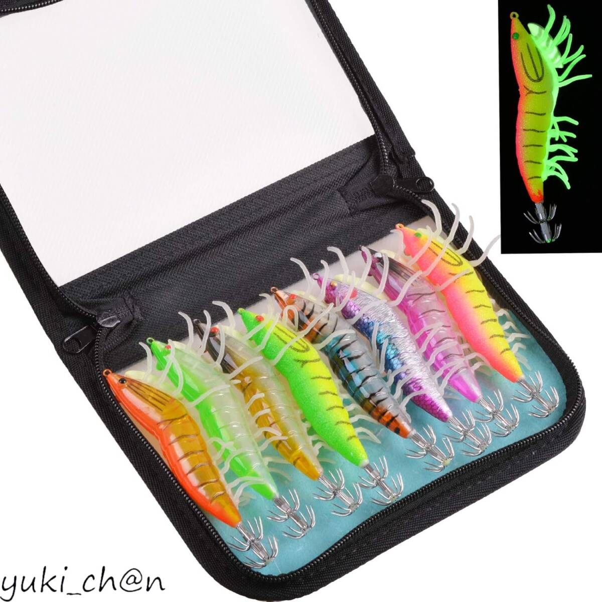 ルアー エギ イカ釣り 3.5号 8色セット 11.7cm 20g エギング 強夜光エギ タコエギ 強波動リアルパタパタフット拍卖