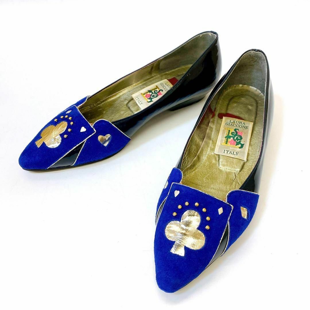 4340 美品 ラウラジャコーネ パンプス ネイビー 22cm拍卖