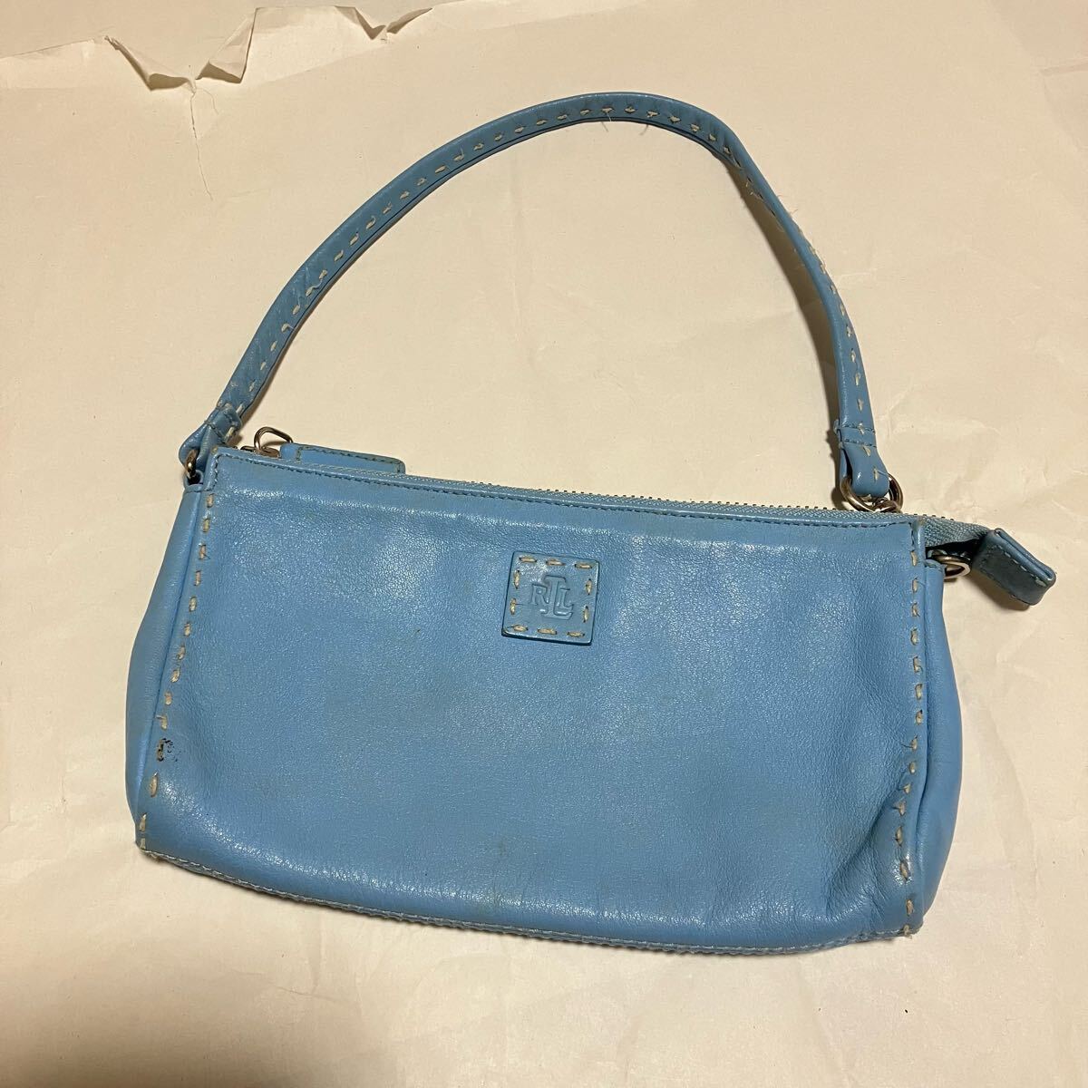 【ヴィンテージ】【ローレンラルフローレン】 レザー ハンドバッグ / ポーチ拍卖