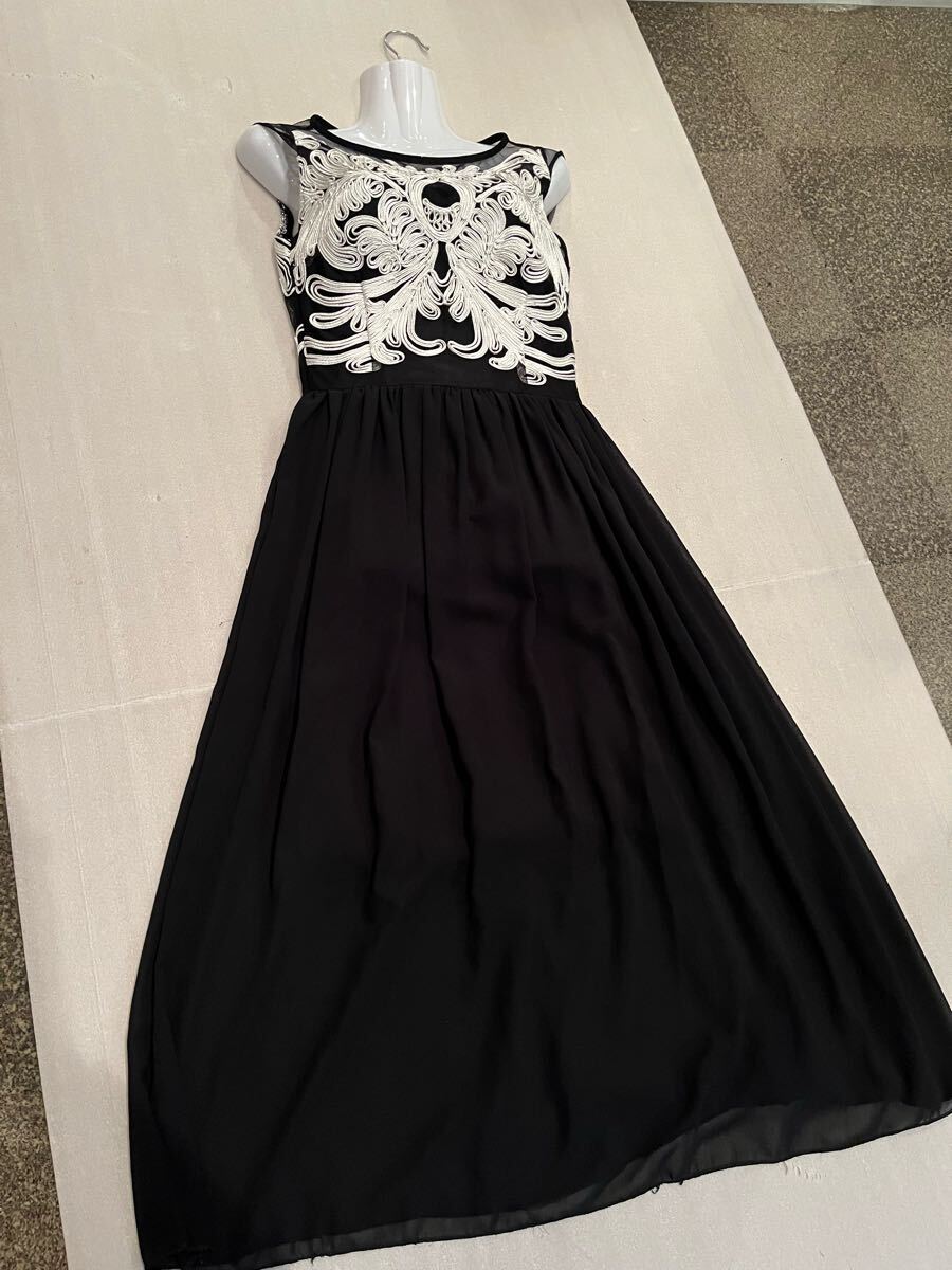 sale/美品◆オケージョン/二次会/演奏会/司会/パーティ/舞台/撮影/お仕事◆黒+立体レースドレス拍卖