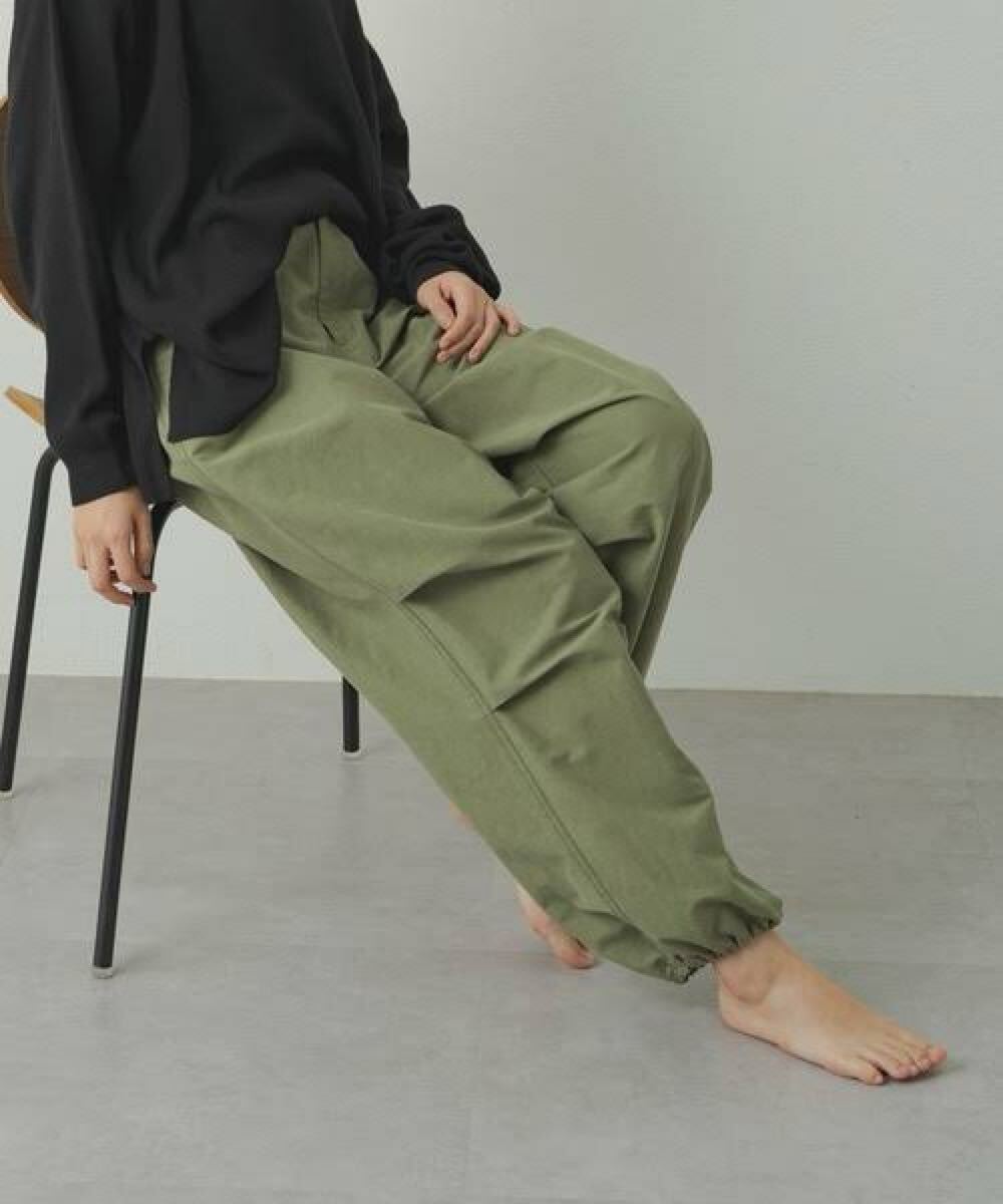 アーシー パラシュートパンツ 撥水性 カーキ ユニセックス カジュアル カーゴ 拍卖