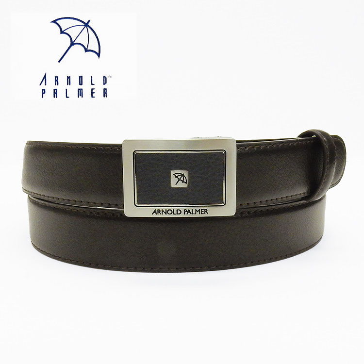〓Arnold Palmer/アーノルドパーマー〓メンズ牛革ベルト ◆茶 フィットバックル 110cm対応拍卖