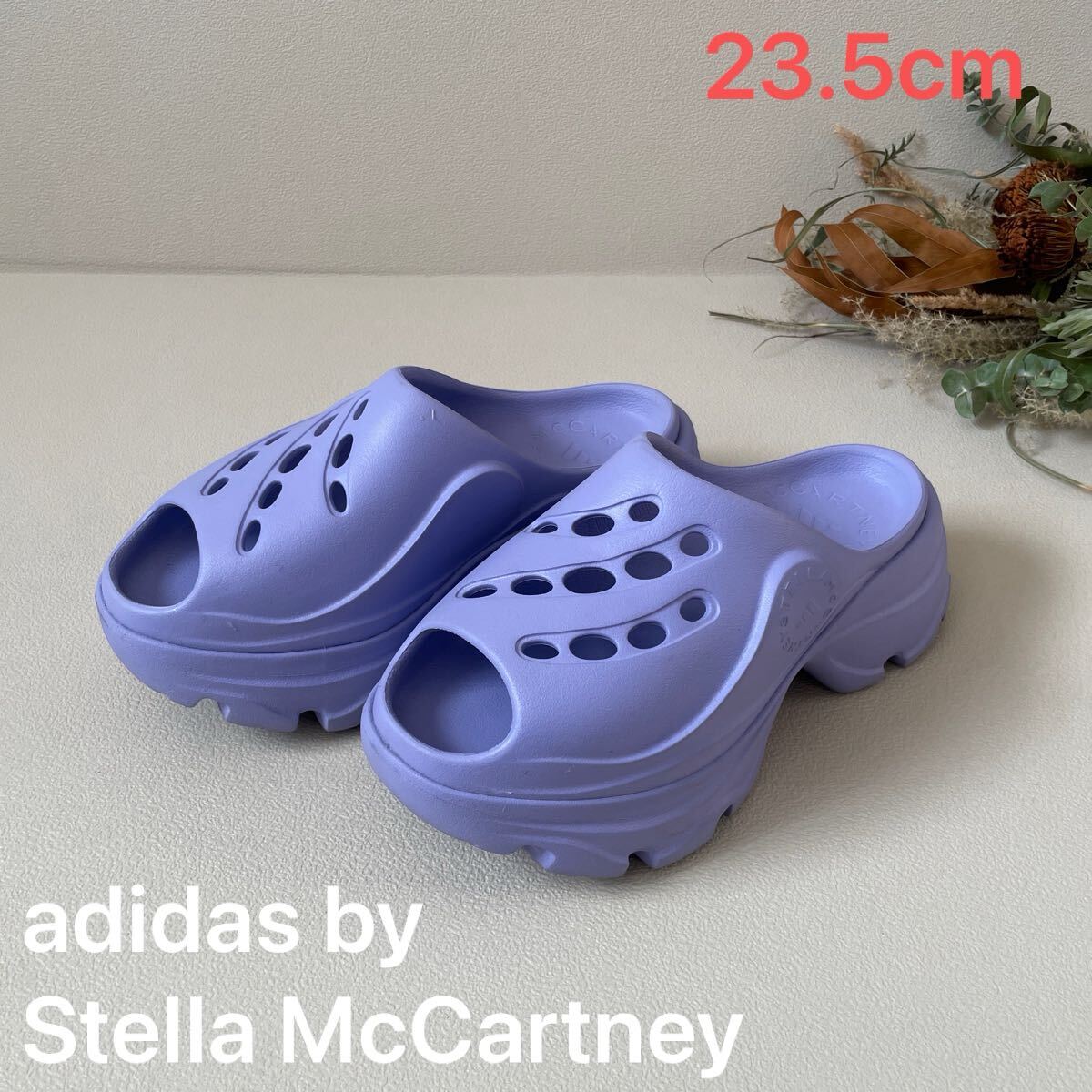 アディダス ステラマッカートニー クロッグサンダル 23.5cm パープル 厚底サンダル スニーカー シューズ スリッポン クロックス 美品拍卖