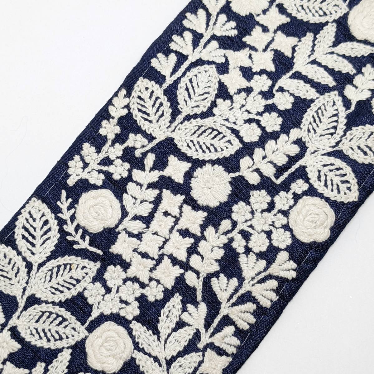 インド刺繍リボン 約90mm ネイビー NV003拍卖