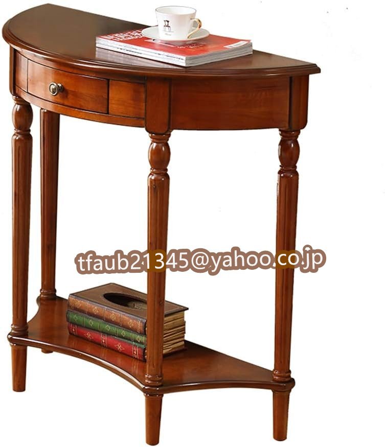 【ケーリーフショップ】廊下の壁表、ベッドルームリビングルームホワイエOfficeのヨーロッパの半円玄関コンソールテーブル,80x35x80cm拍卖