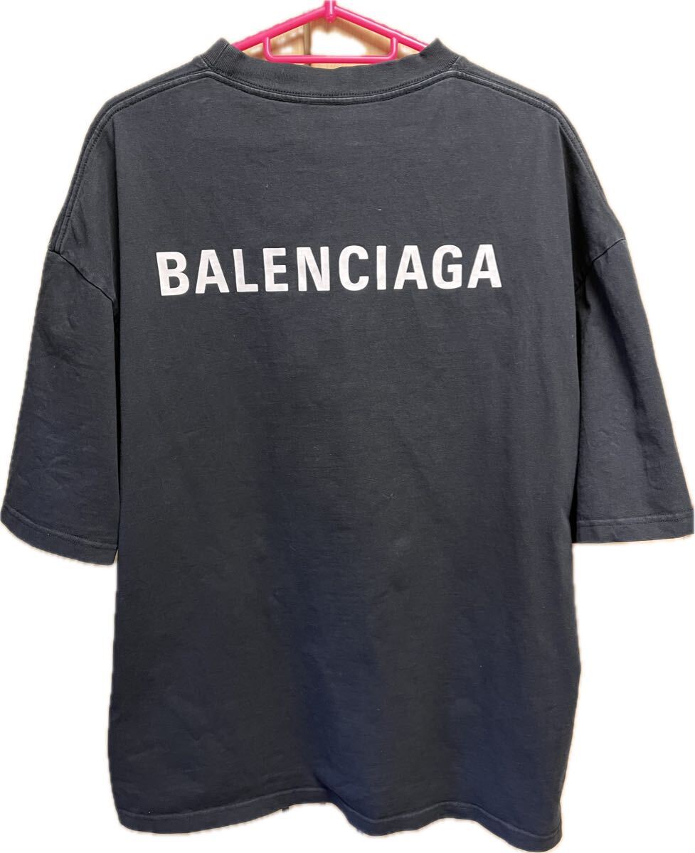 正規 21SS BALENCIAGA バレンシアガ DEMNA GVASALIA デムナ ヴァザリア バック ロゴ プリント クルーネック Tシャツ 黒 L 612966 TIVG5拍卖
