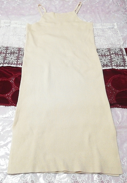 フローラルホワイトニットマキシキャミソールベビードールワンピースドレス Floral white knit maxi camisole babydoll dress negligee拍卖