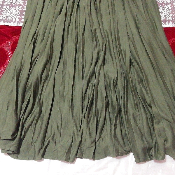 深緑シフォンマキシロングプリーツスカート Dark green chiffon maxi long pleated skirt拍卖