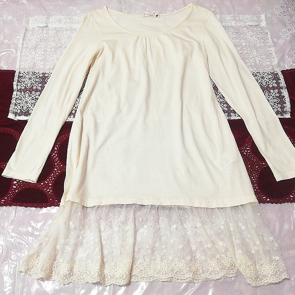 フローラルホワイト白レースミニスカートチュニックネグリジェ Floral white lace mini skirt tunic negligee拍卖