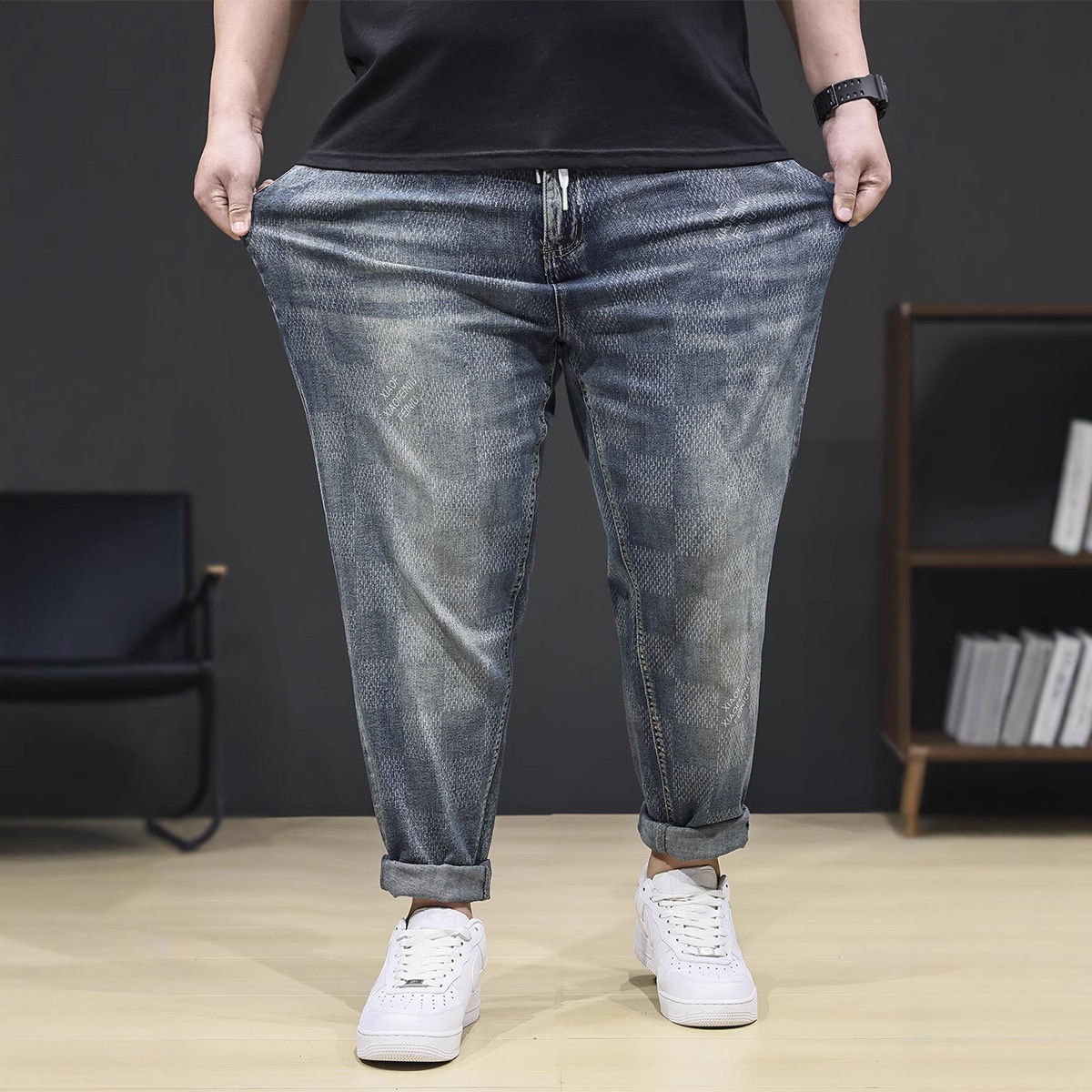 デニムパンツ ストレッチ入り ウエストゴム メンズ*新品 ジーンズ Gパン ボトムス 春秋ズボン イージーパンツ 【8028】ブルー 7XL拍卖