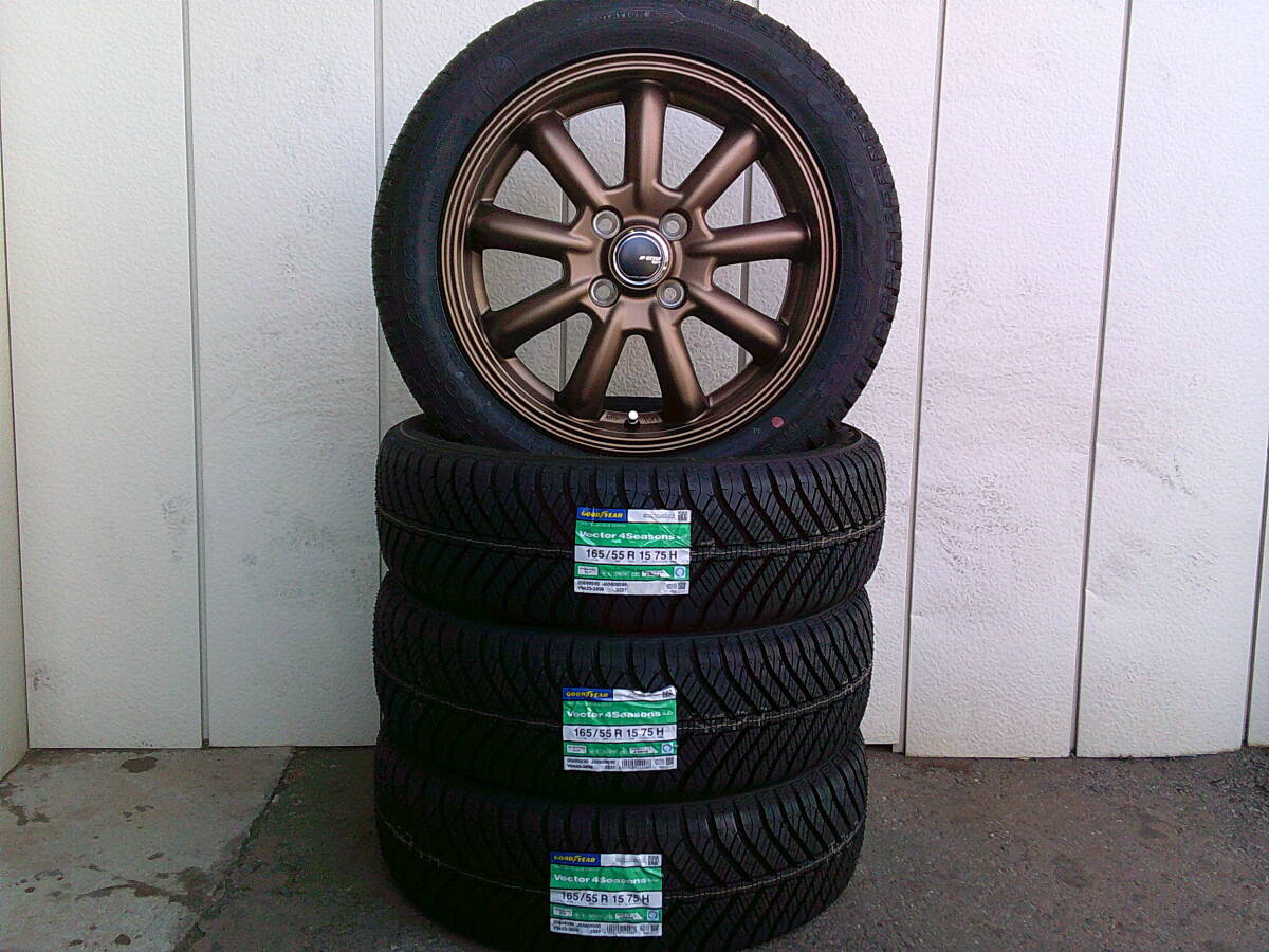 2025年製☆グッドイヤー☆ベクター4シーズンズハイブリッド☆165/55R15☆ラパン・トコット・スマイル・サクラ☆オールシーズンタイヤ☆Hu拍卖