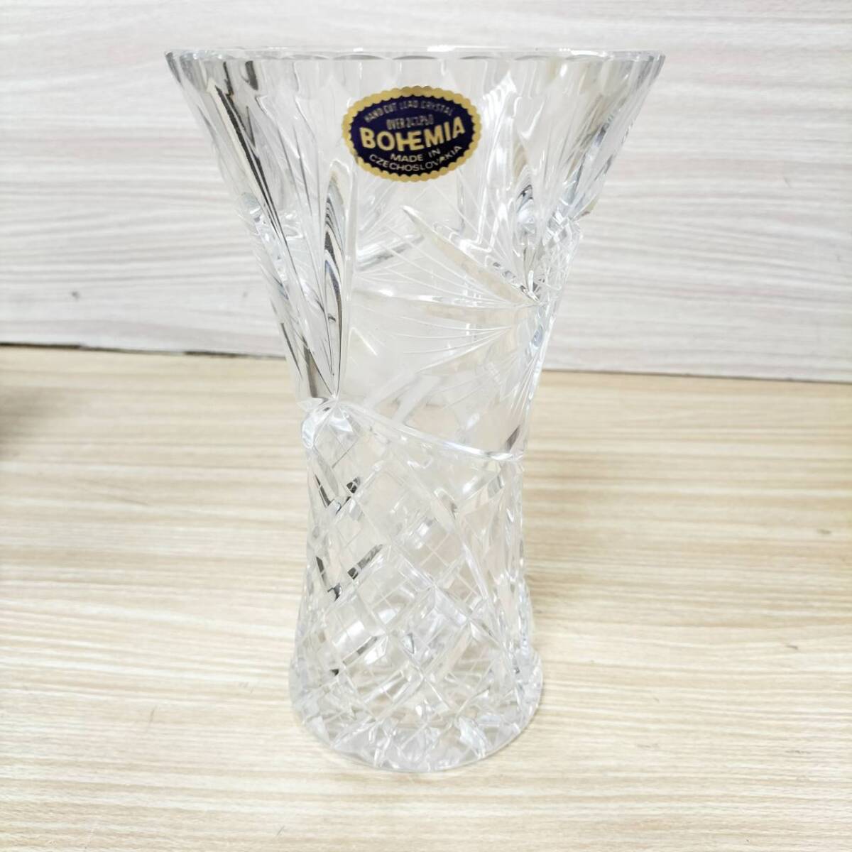 ボヘミア BOHEMIA Glass 花瓶 クリスタルガラス フラワー お花 瓶 ガラス インテリア 【22936拍卖