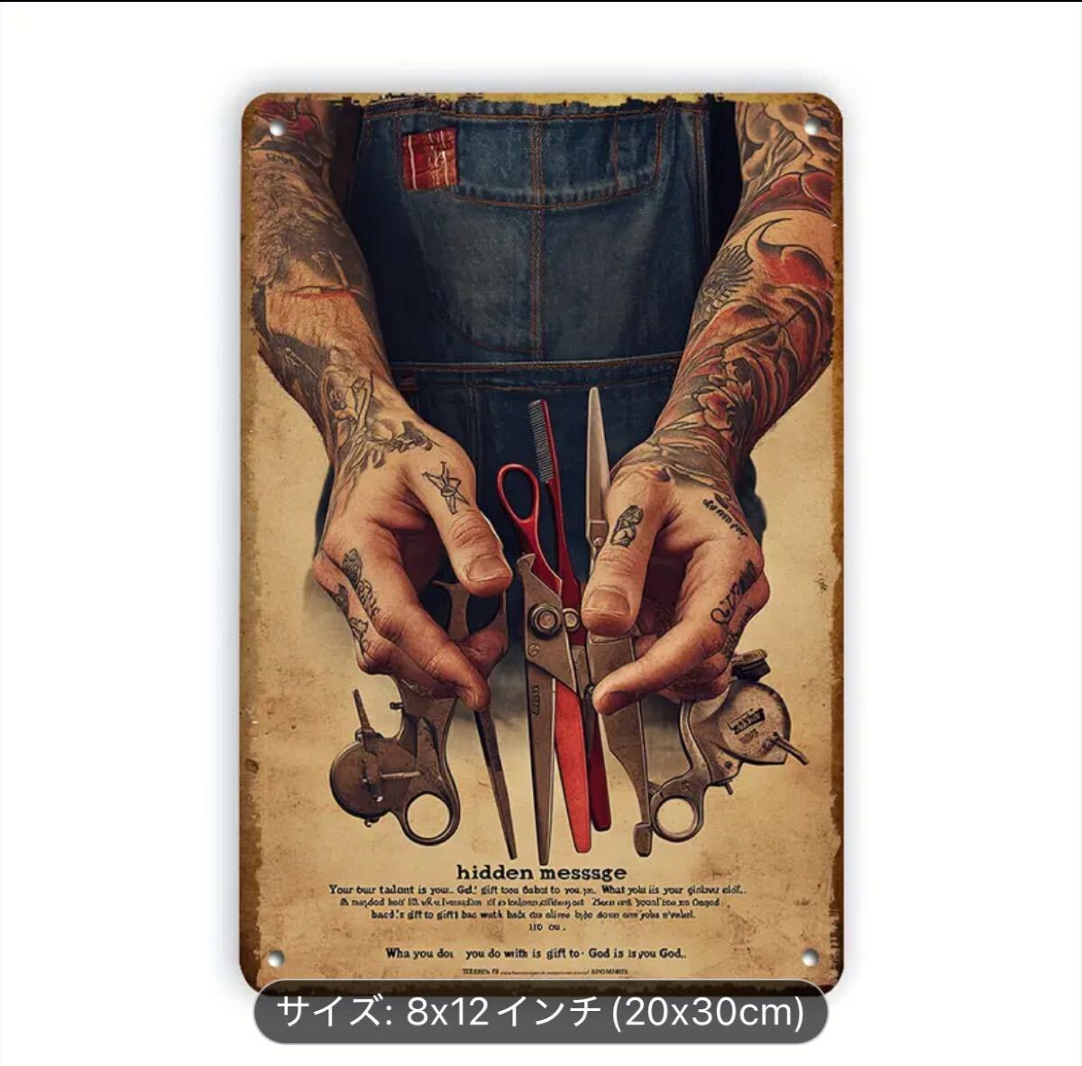 新作☆理容・barber ブリキ看板 拍卖