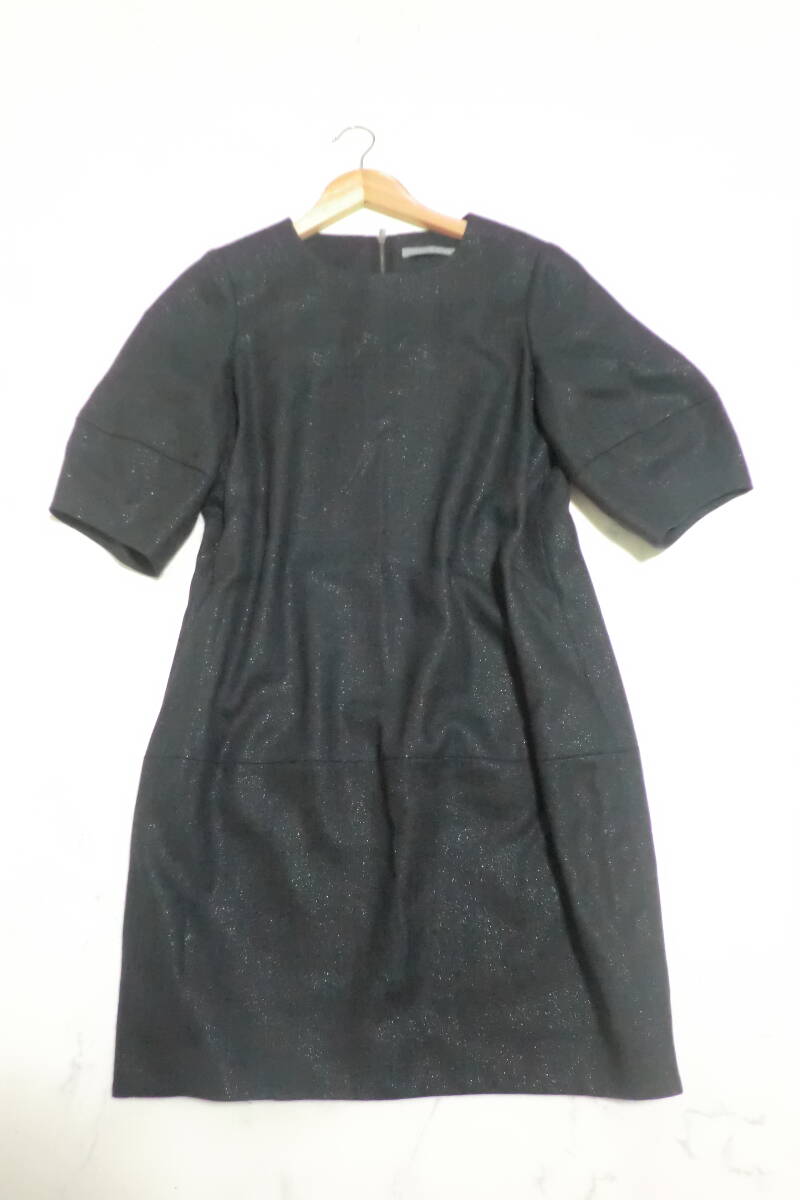 美品 theory luxe セオリーリュクス ワンピース ラメ入り ウール混 レディース トップス ブラック 日本製 size:38拍卖