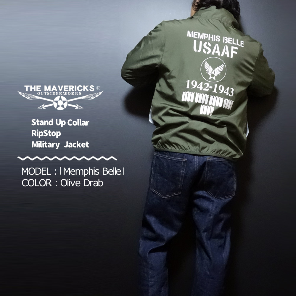 THE MAVERICKS ブランド スタンドカラー ミリタリー ジャケット XXL オールマイティー 多目的 爆弾エアフォース オリーブドラブ拍卖