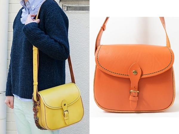 GLEAN&Co レザーショルダーバッグ 日本製 本革 オレンジ ブラウン サッチェル 英国 herz genten coach Cambridge Satchel Company拍卖