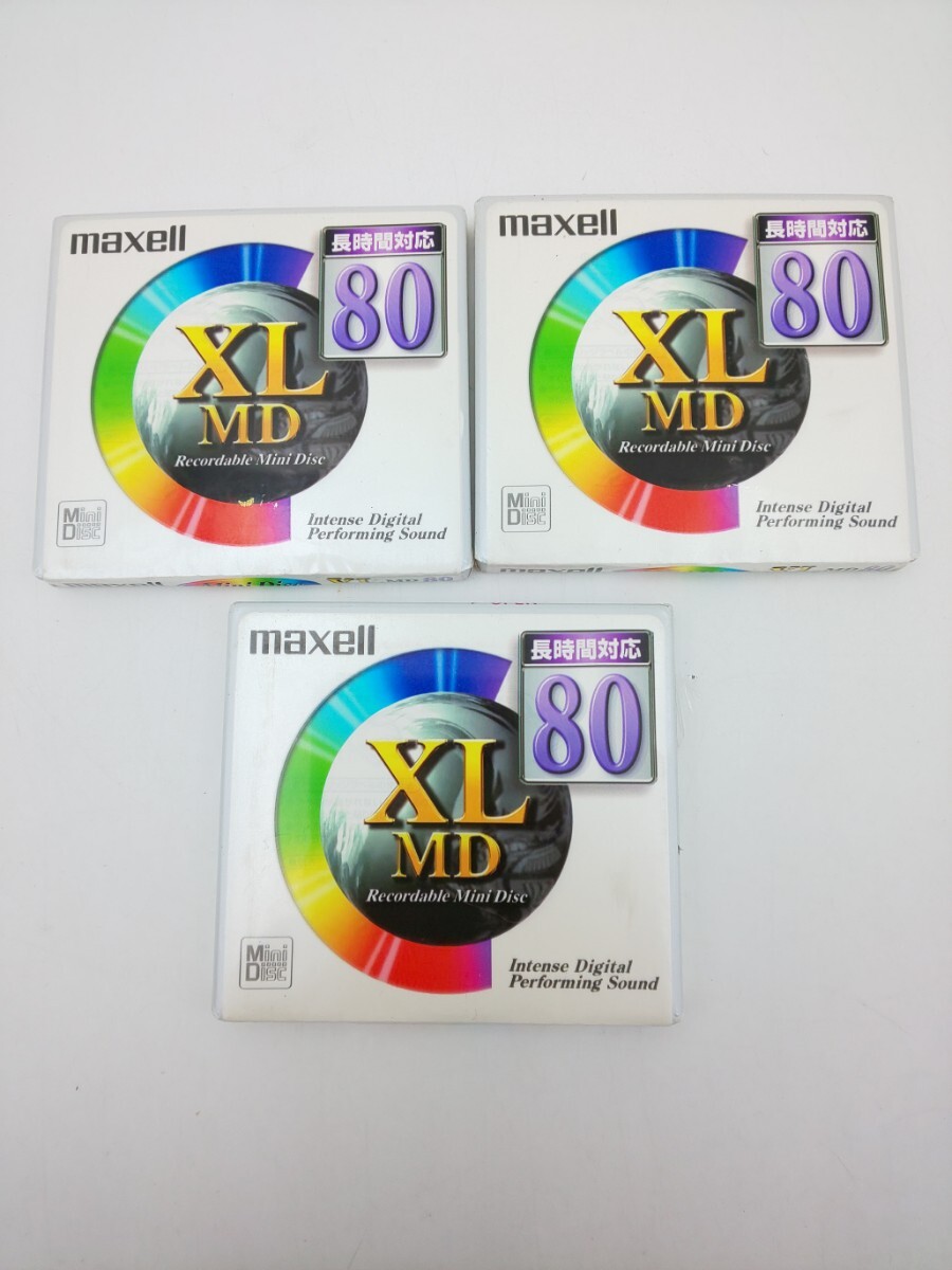 ☆maxell XLMD-80 3枚 日本製☆録音用ミニディスク 日立マクセル Mini Disc XLディスク XRDカートリッジ 80分×3拍卖