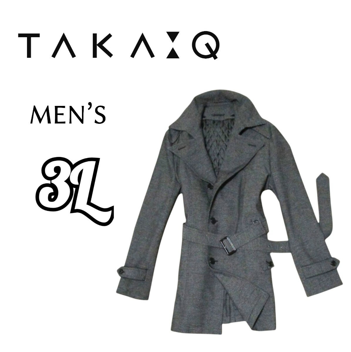 送料込み 美品メンズ3L◇TAKA.Q◇防寒ライナー取外可トレンチコート拍卖