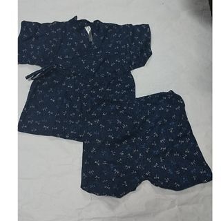 未使用 サイズ80 甚平 男の子用 トンボ柄 紺色拍卖