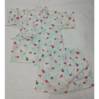 未使用 サイズ90 甚平 金魚柄 女の子用 水色 タグ付き拍卖