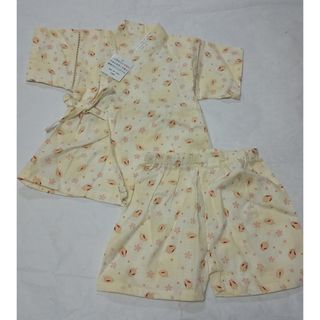 未使用 サイズ90 甚平 ウサギ柄 花柄 うさぎ柄 女の子用 タグ付き拍卖