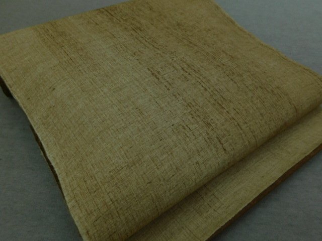 〔楽布特選〕P33085 栗繭紬地 手描き友禅 名古屋帯 新品 反物 t base拍卖