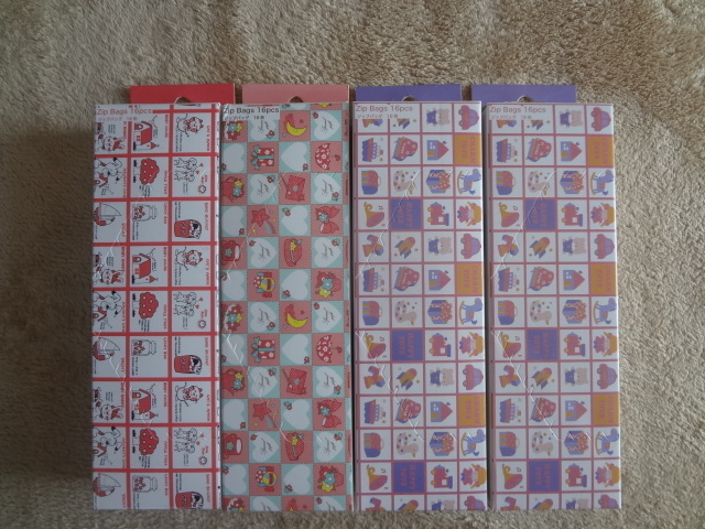 限定。シモジマ×西松屋コラボのジップバッグ。3種4個セット、ラッピング、かわいい、人気拍卖