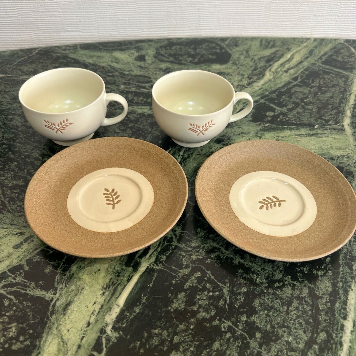 【極美品】Guy Laroche★ギ・ラロッシュ カップ&ソーサー 2客セット ブラウン ベージュ コーヒーカップ スープマグ ギラロッシュ拍卖