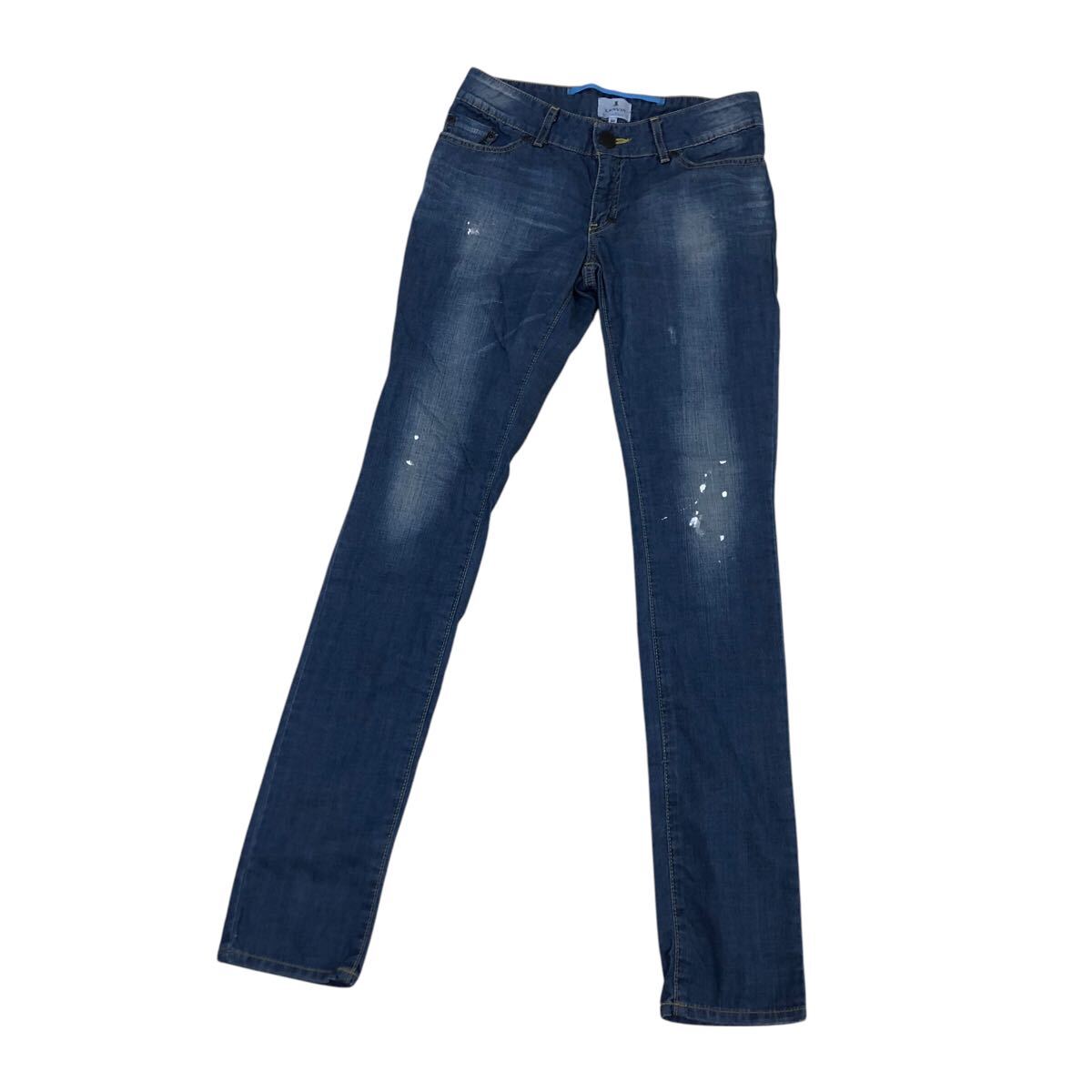 ND274-6 LANVIN en blue ランバン オンブルー ロングパンツ 長ズボン ボトムス コットン 綿 100% ネイビー系 レディース 34拍卖