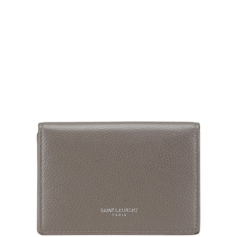 サンローラン カードケース パスケース 468994 グレー レザー レディース SAINT LAURENT 【中古】拍卖