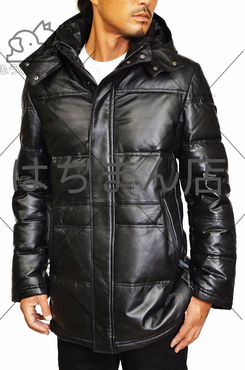 ダウンコート 本革 メンズ レザーダウンジャケット N3B ラムレザー レザーコート 革ジャン レザージャケット 革コート ブラック 黒 M-2XL拍卖