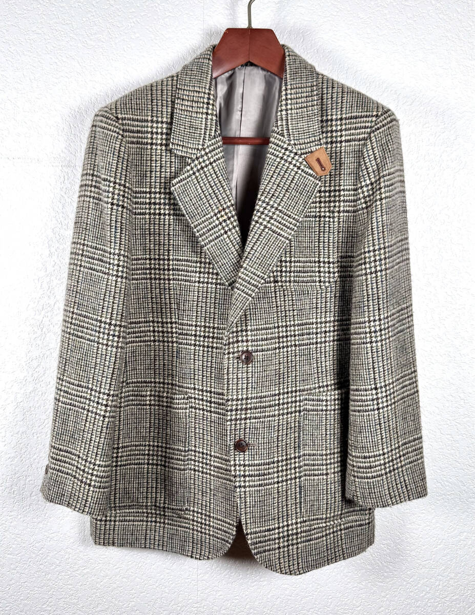 J.PRESS★ジェイプレス レディース テーラードジャケット 英国SHETLAND WEAVING グレンチェック ブラウン系 ウール100% 9号 Mサイズ相当拍卖