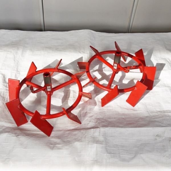 【新潟】アタッチメント 培土車輪 左右セット 管理機 中古 畦立て 車輪 鉄車輪 培土器 耕運機 部品 アタッチメント パーツ 発送可 倉庫保管拍卖