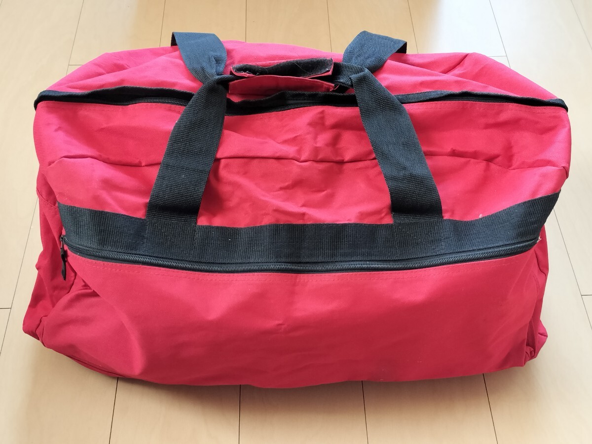 ※中古【キャンバス地ボストンバッグ】赤黒《30-35L》48cm(横)×29cm(縦)Tool Bag#Sports Bag#Carry Bag#仕事#現場作業#旅行#ウェア収納拍卖