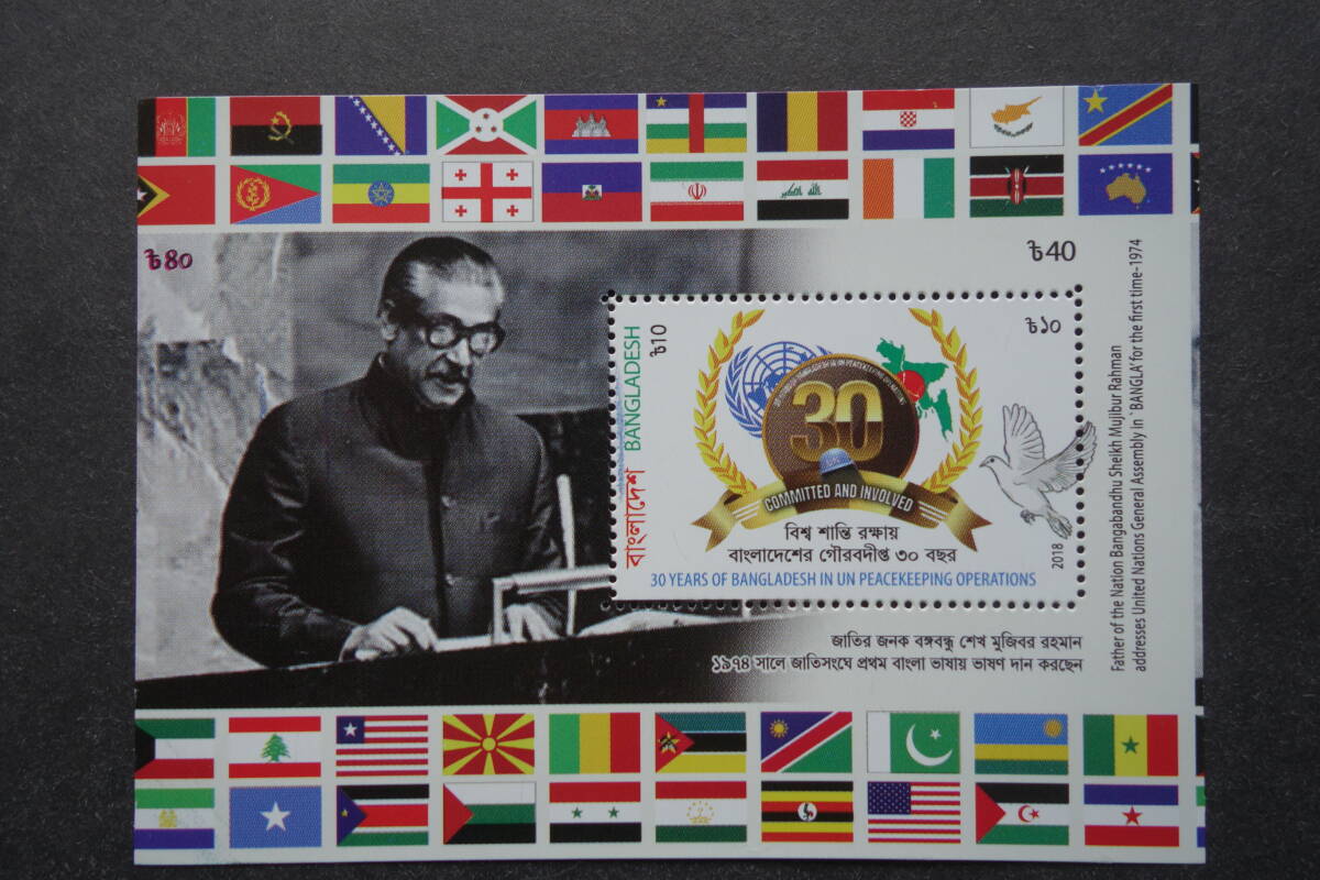 外国切手: バングラデシュ切手 「バングラデシュの国連平和維持軍30周年」小型シート 未使用拍卖