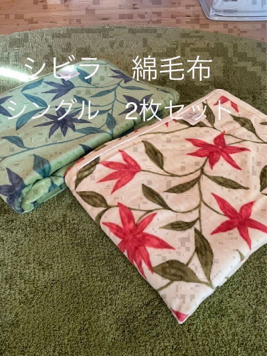 2枚セット【シビラ】フローレス シール織綿毛布 140×200 BE G拍卖